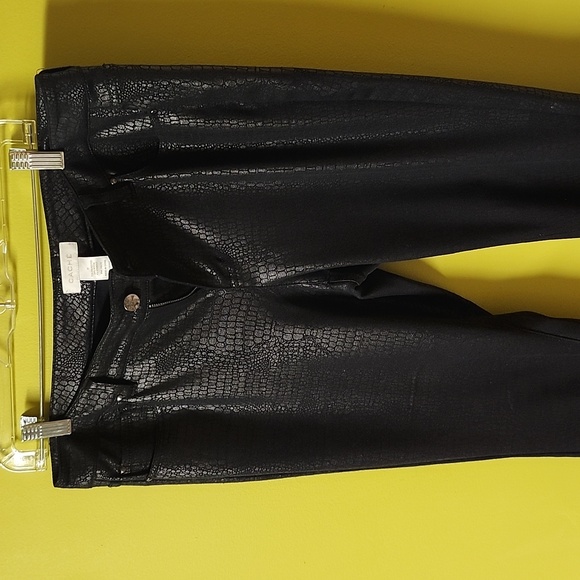 Cache Women's Tonal Premium Faux Leather Black Snake Snakeskin Skinny Pan, sz 10 - Picture 8 of 11